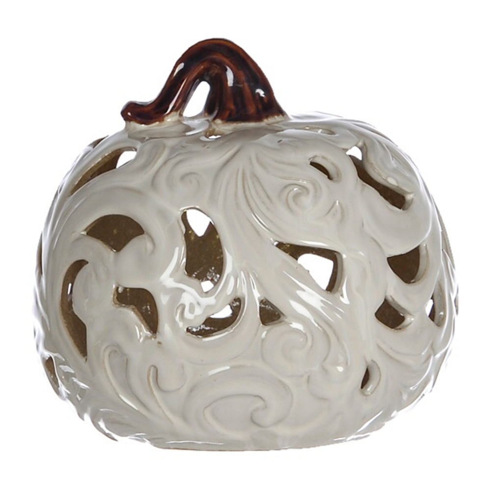 COPY - IOS cream pre lit flowing ceramic pumpkin